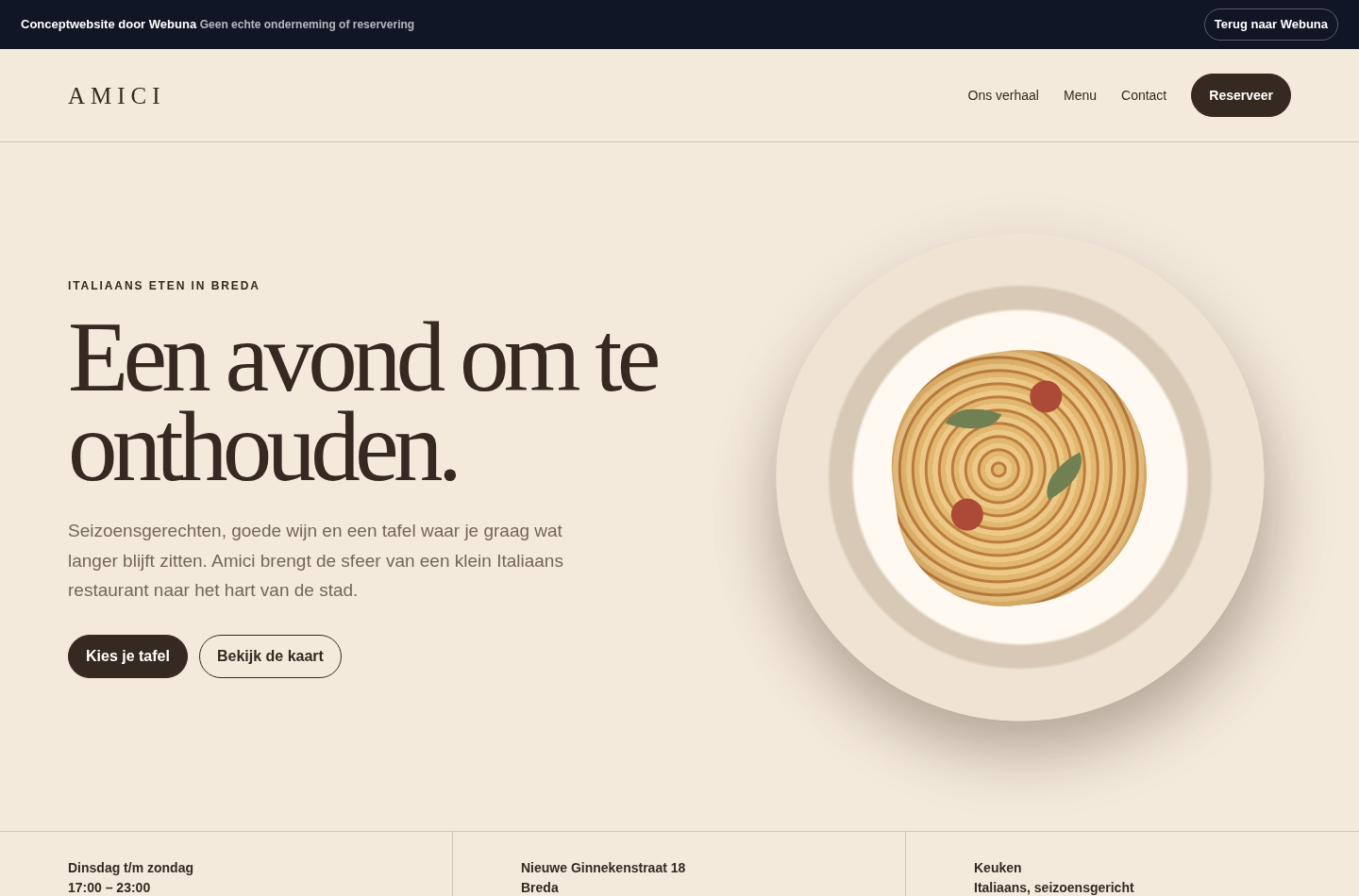 Voorbeeldwebsite Amici op desktop